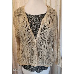 Vandana sparkly gold crocheted dressy button up